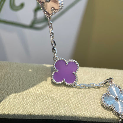 [Angela Jewellery]CLOVER  5 MOTIFS  PURPLE VIOLET BRACELET SILVER