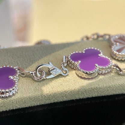 [Angela Jewellery]CLOVER  5 MOTIFS  PURPLE VIOLET BRACELET SILVER