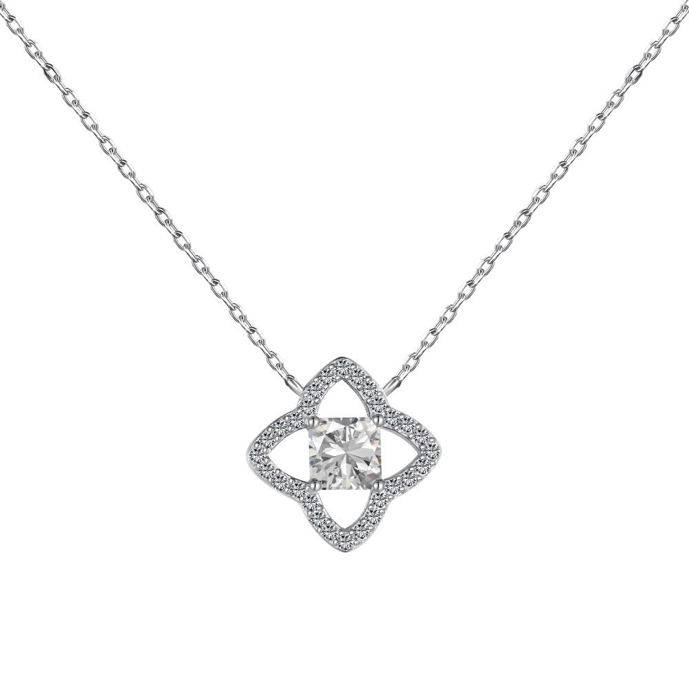 Angela Jewelry]Exquisite Flower Shape Princess Cut Necklace