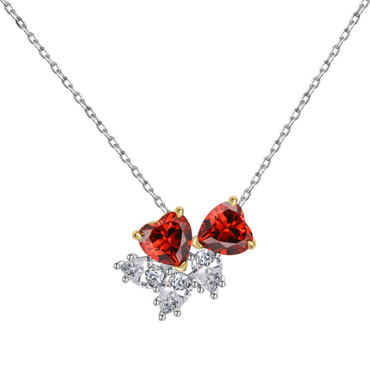 Angela Jewelry]Dainty Red Heart Necklace