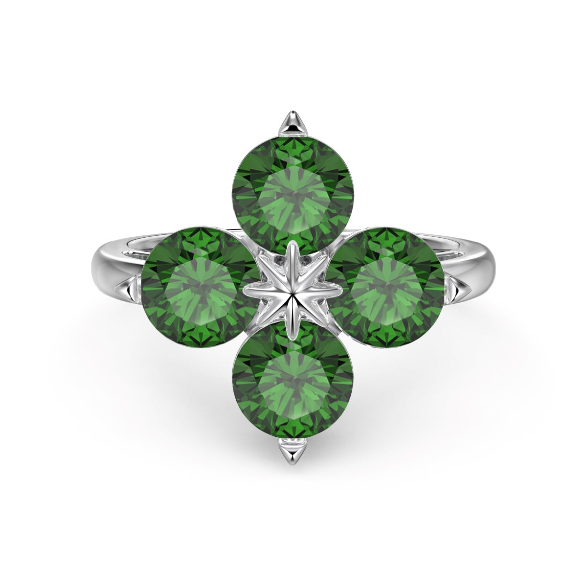 Angela Jewelry]Four-Leaf Clover Eight-Pointed Star Ring