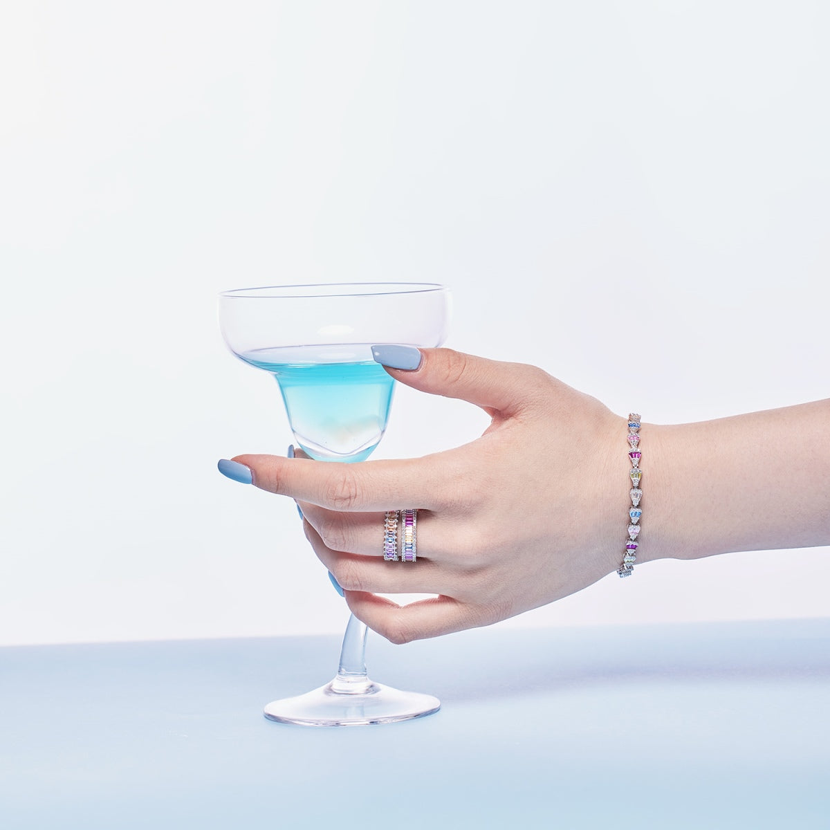 Angela Jewelry]Dainty Kaleidoscopic Emerald Cut Daily Ring