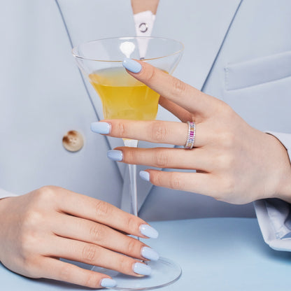 Angela Jewelry]Dainty Kaleidoscopic Emerald Cut Daily Ring