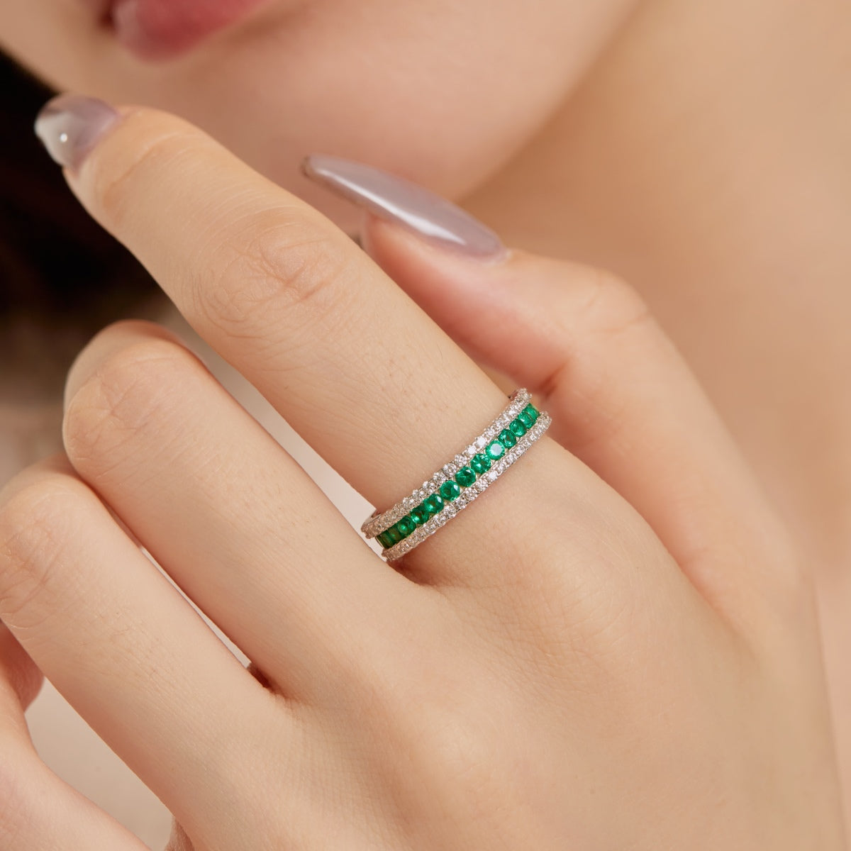 Angela Jewelry]Delicate Colorful Round Cut Daily Ring