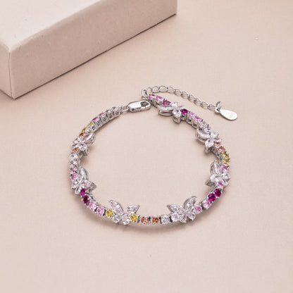 Angela Jewelry]Ornate Colorful Butterfly Shape Round Cut Daily Bracelet