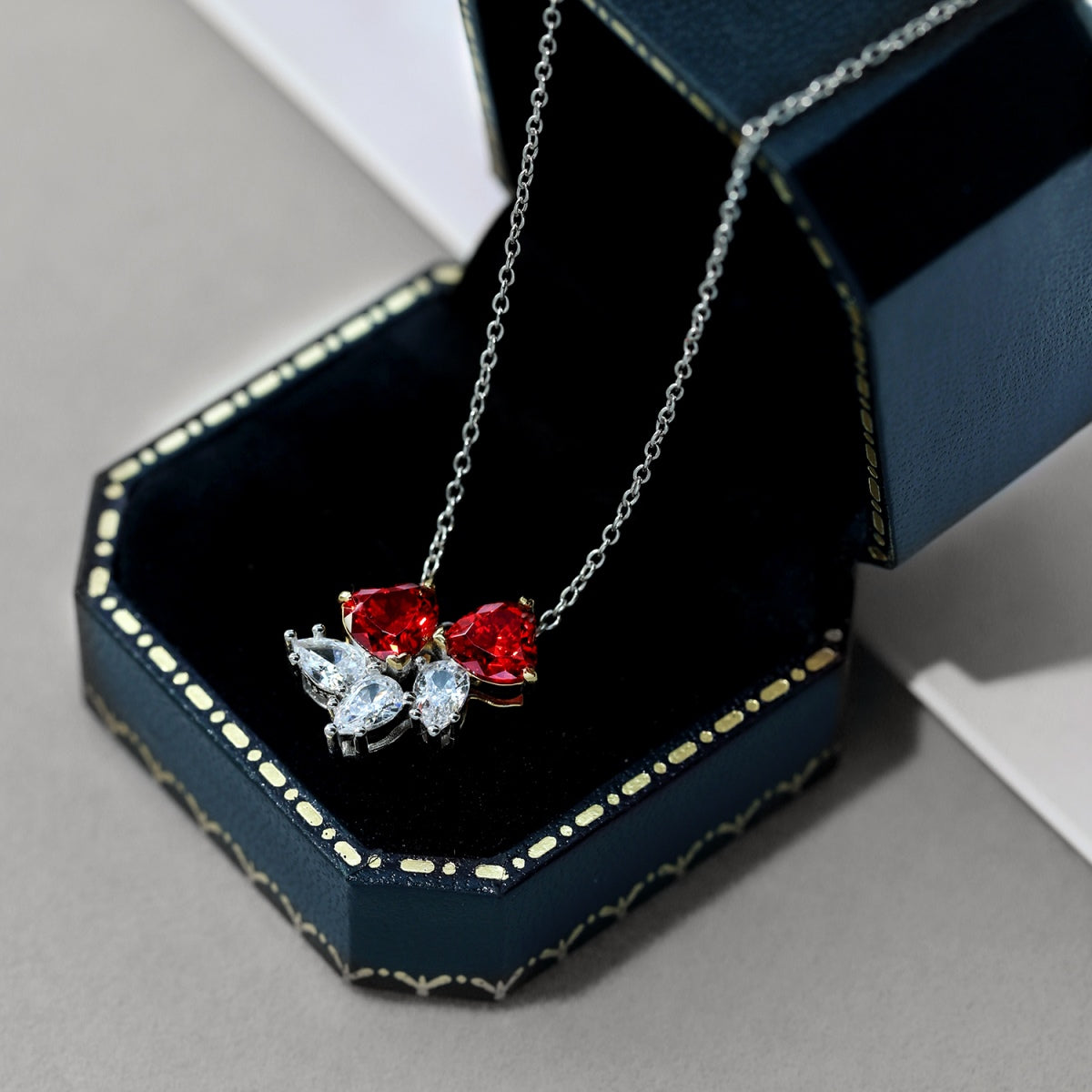Angela Jewelry]Dainty Red Heart Necklace