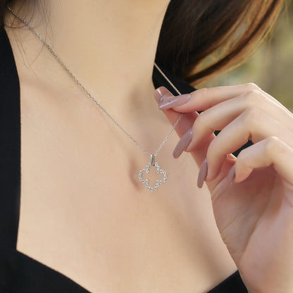 Angela Jewelry]Four-Leaf Clover Hollow Design Exquisite Necklace