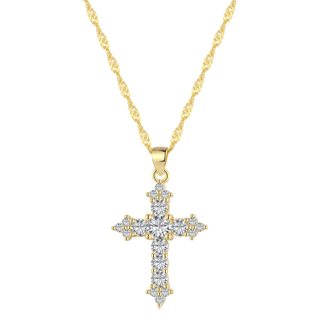 Angela Jewelry]Delicate Cross Shape Necklace