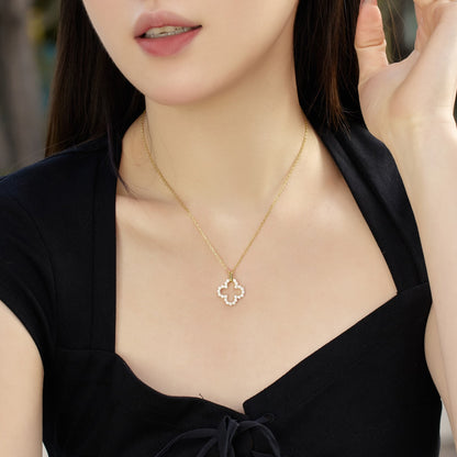 Angela Jewelry]Four-Leaf Clover Hollow Design Exquisite Necklace