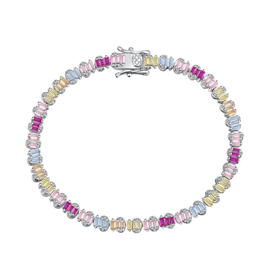 Angela Jewelry]Delicate Colorful Emerald Cut Party Bracelet