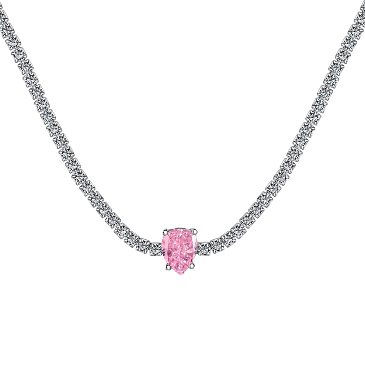 Angela Jewelry]1.0 carat Unique Pear Cut Tennis Necklace