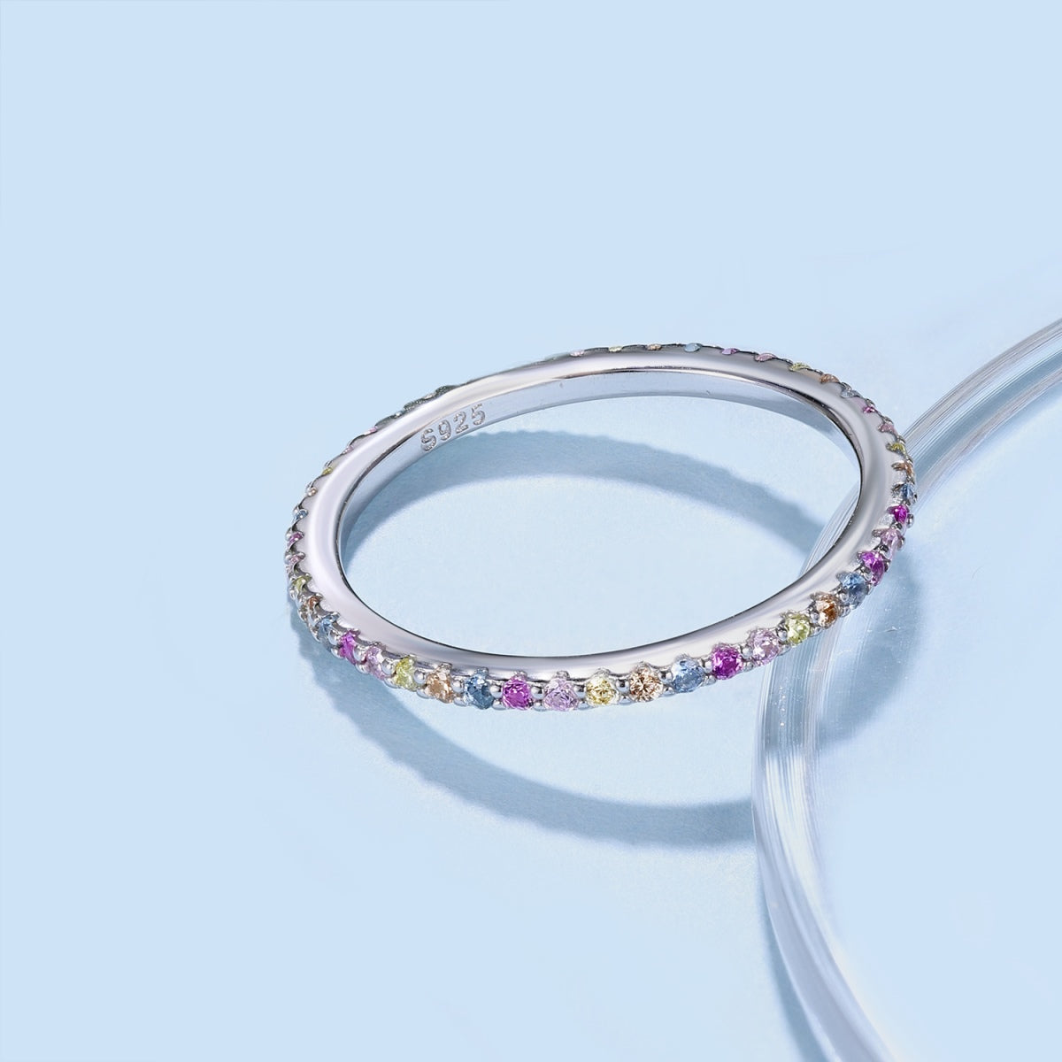 Angela Jewelry]Ornate Colorful Round Cut Tennis Ring
