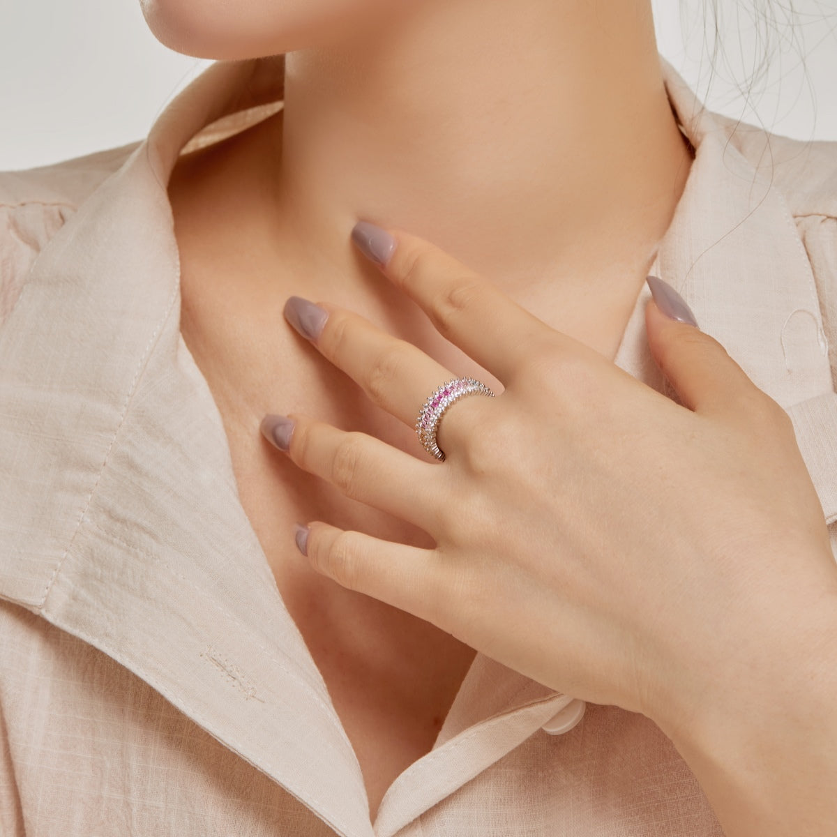 Angela Jewelry]Ornate Colorful Radiant Cut Daily Ring