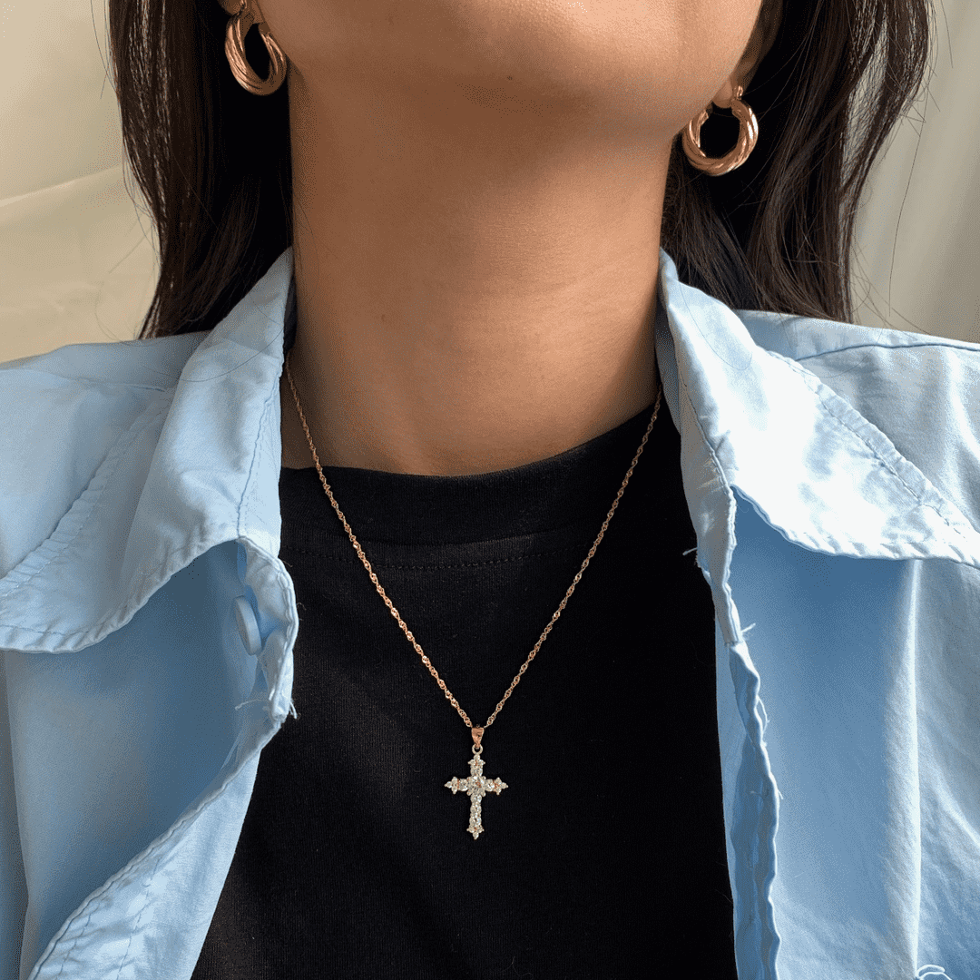 Angela Jewelry]Delicate Cross Shape Necklace