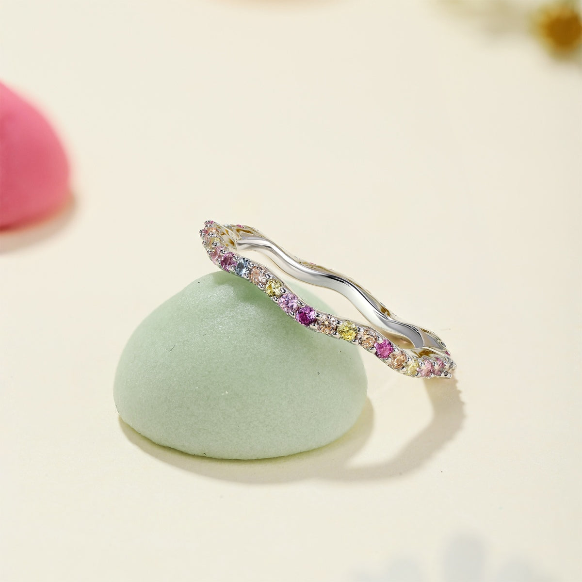 Angela Jewelry]Dainty Colorful Round Cut Party Ring