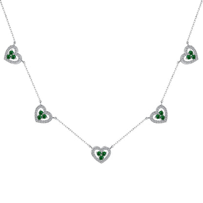 Angela Jewelry]Sparkling Five Heart Necklace