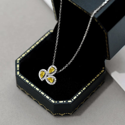Angela Jewelry]Elegant Flower Shape Pear Cut Necklace