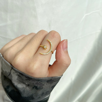 Angela Jewelry]Eternity Moon & Star Ring