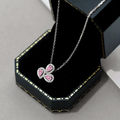 Angela Jewelry]Elegant Flower Shape Pear Cut Necklace