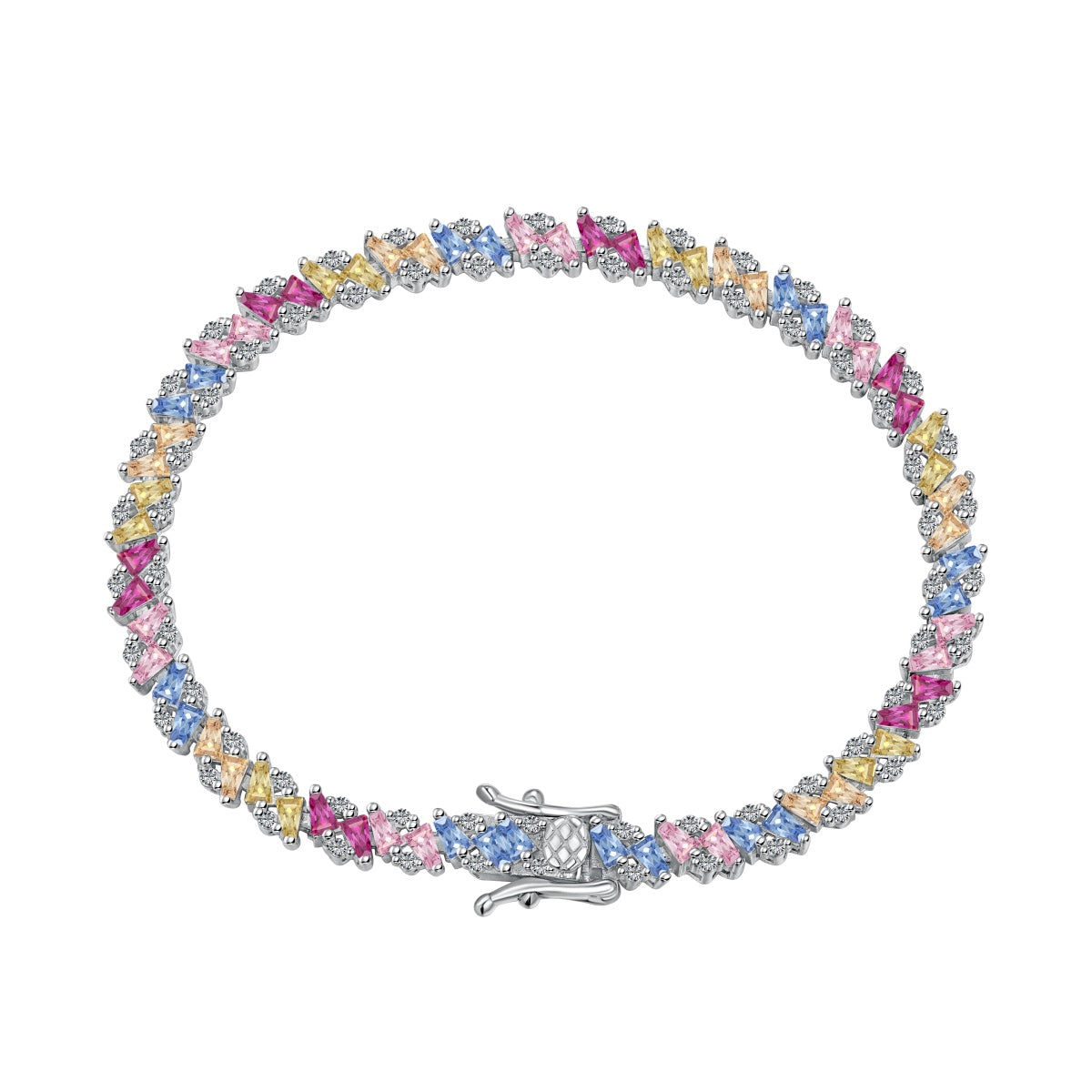 Angela Jewelry]Ornate Sparkling Multi Cut Party Bracelet