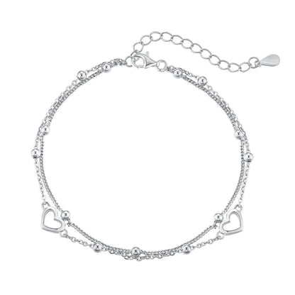 Angela Jewelry]Dainty Double Layer Love Heart Bracelet