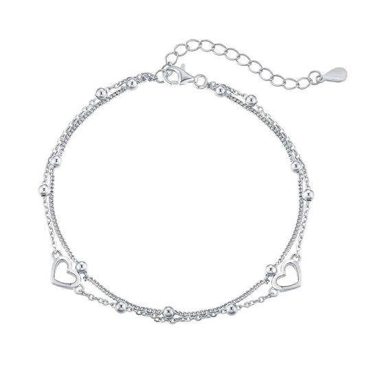 Angela Jewelry]Dainty Double Layer Love Heart Bracelet