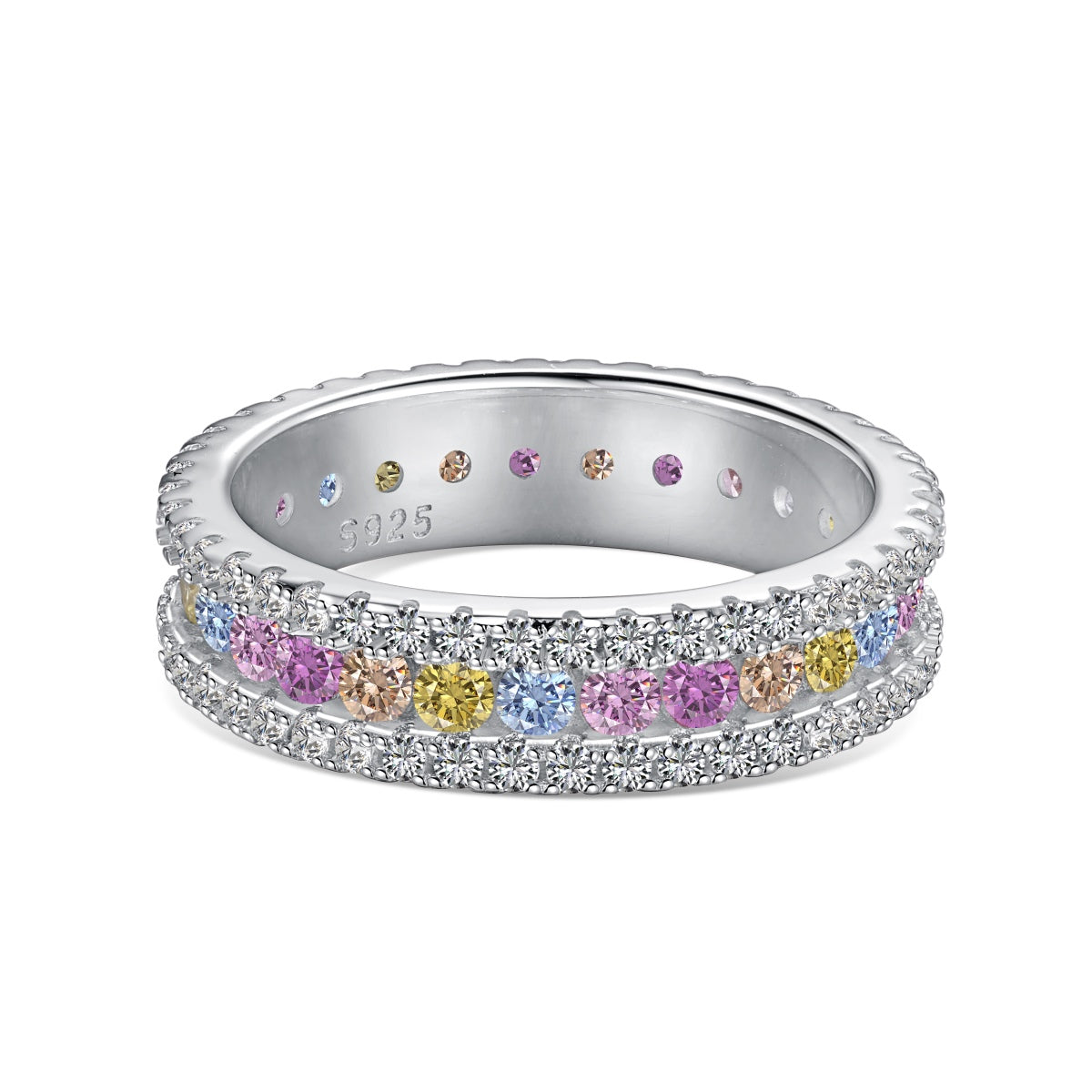 Angela Jewelry]Delicate Colorful Round Cut Daily Ring