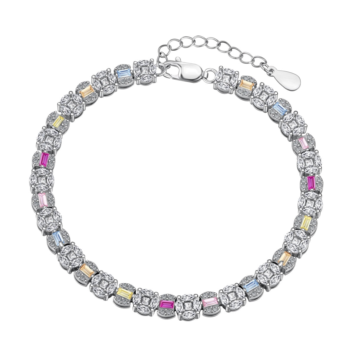 Angela Jewelry]Dazzling Radiant Multi Cut Daily Bracelet