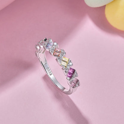 Angela Jewelry]Delicate Vibrant Emerald Cut Daily Ring