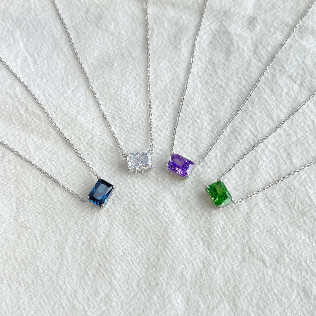 Angela Jewelry]Luxurious Square Shape Colorful Necalack
