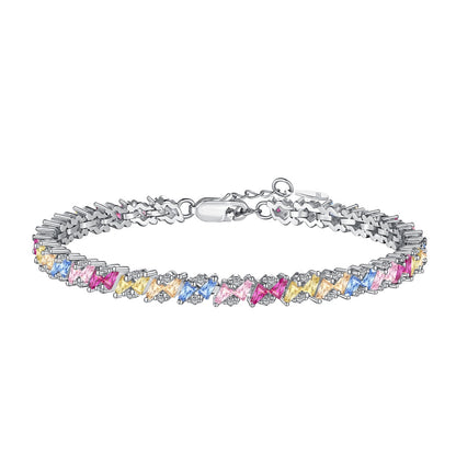 Angela Jewelry]Ornate Sparkling Multi Cut Party Bracelet