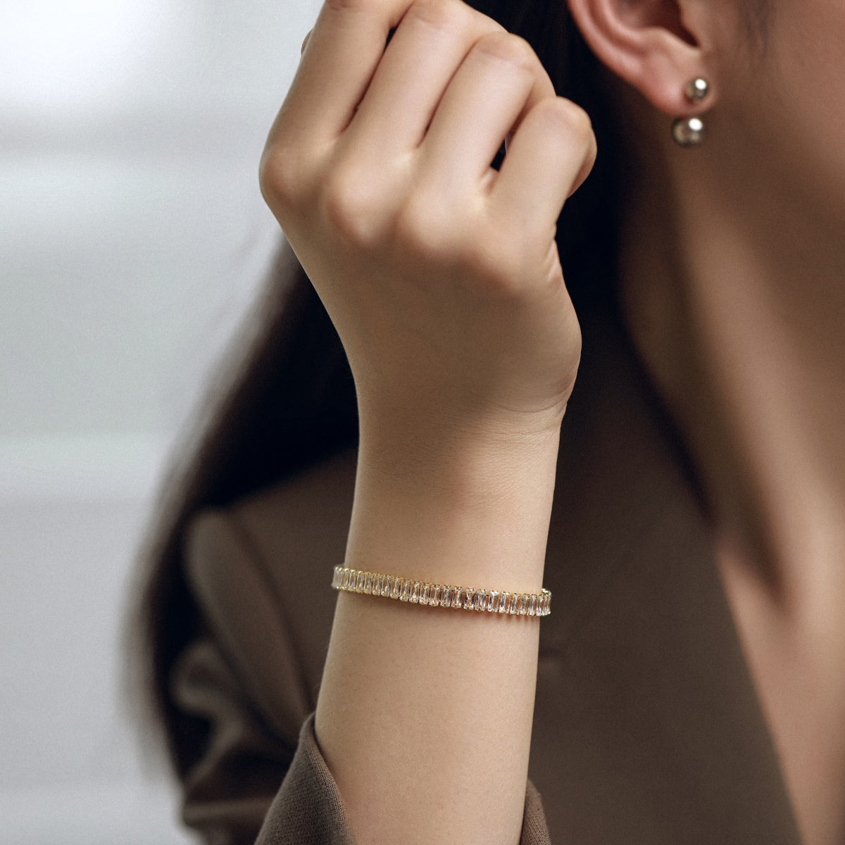 Angela Jewelry]Exquisite Emerald Cut Daily Bracelet