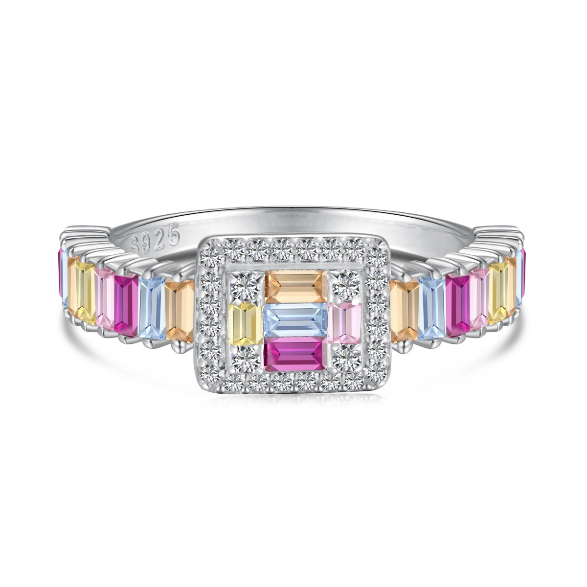 Angela Jewelry]Exquisite Colorful Radiant Cut Party Ring
