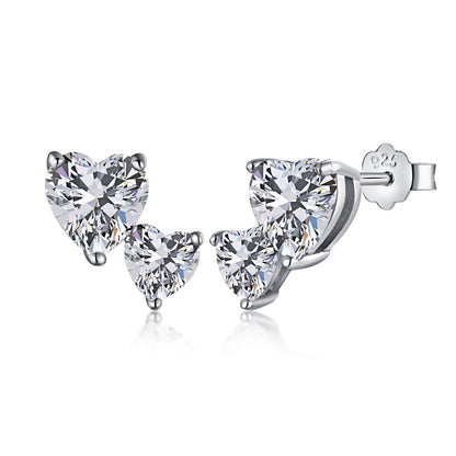 Angela Jewelry]Double Heart-Shape Classic Princess Style Earrings