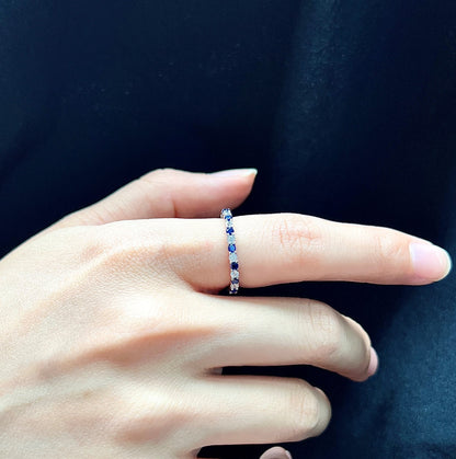 Angela Jewelry]Exquisite Colorful Round Cut Tennis Ring