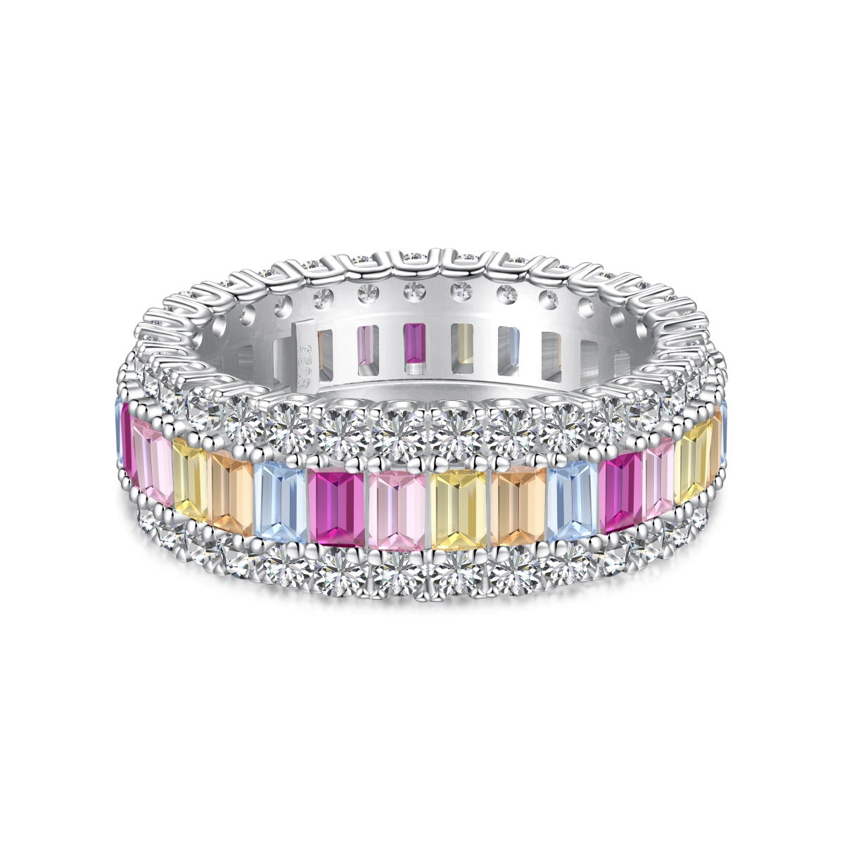 Angela Jewelry]Dainty Colorful Radiant Cut Daily Ring