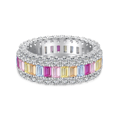 Angela Jewelry]Dainty Colorful Radiant Cut Daily Ring