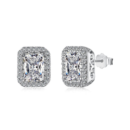 Angela Jewelry]1.0 Carat Luxurious Dainty Emerald Cut Daily Earrings