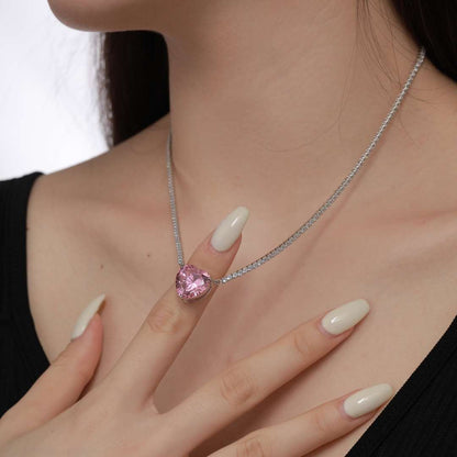 Angela Jewelry]8.0 Carat Versatile Colorful Sweet Heart-Shaped Tennis Necklace