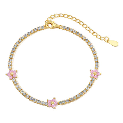 Angela Jewelry]Sparkling Flower Shape Tennis Bracelet
