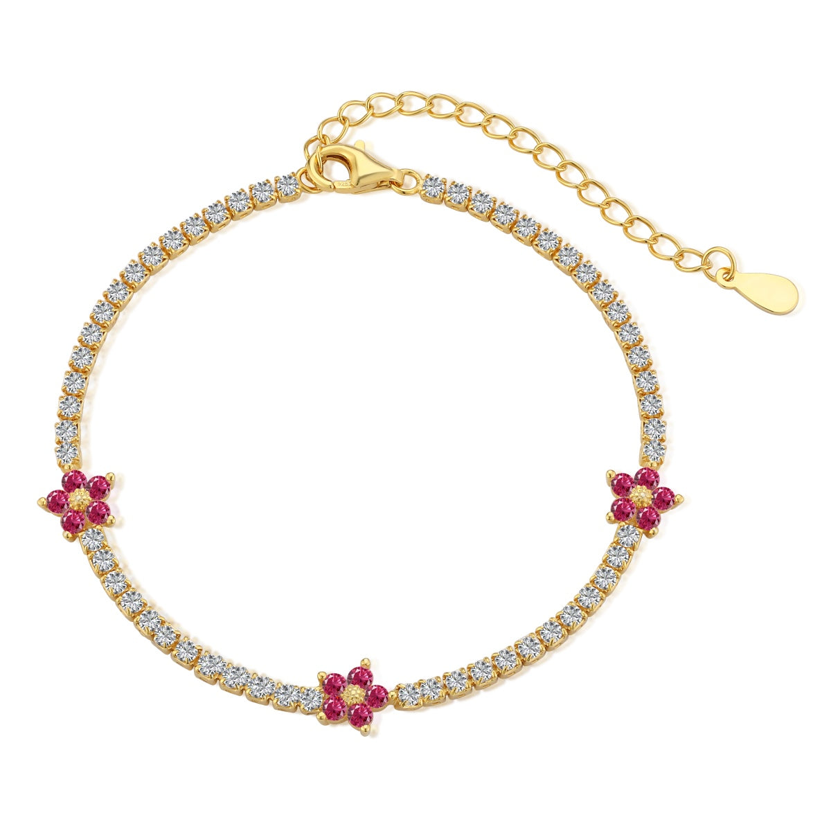 Angela Jewelry]Sparkling Flower Shape Tennis Bracelet