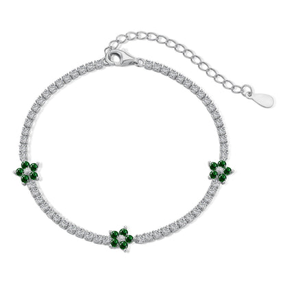 Angela Jewelry]Sparkling Flower Shape Tennis Bracelet