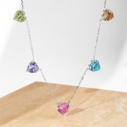 Angela Jewelry]Sparkling Colorful Heart Cut Necklace