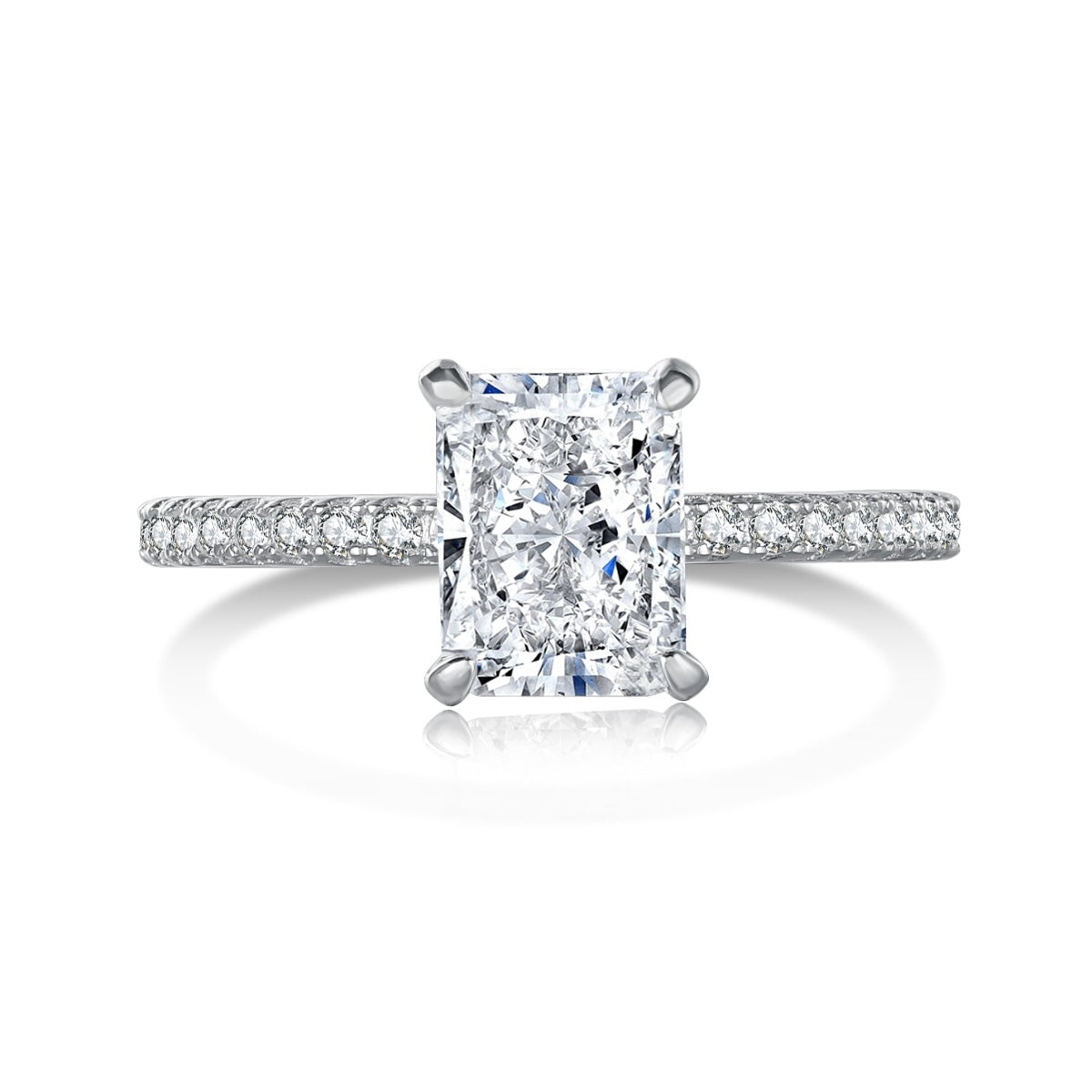Angela Jewelry]2.0 Carat Dazzling Sparkling Radiant Cut Party Ring