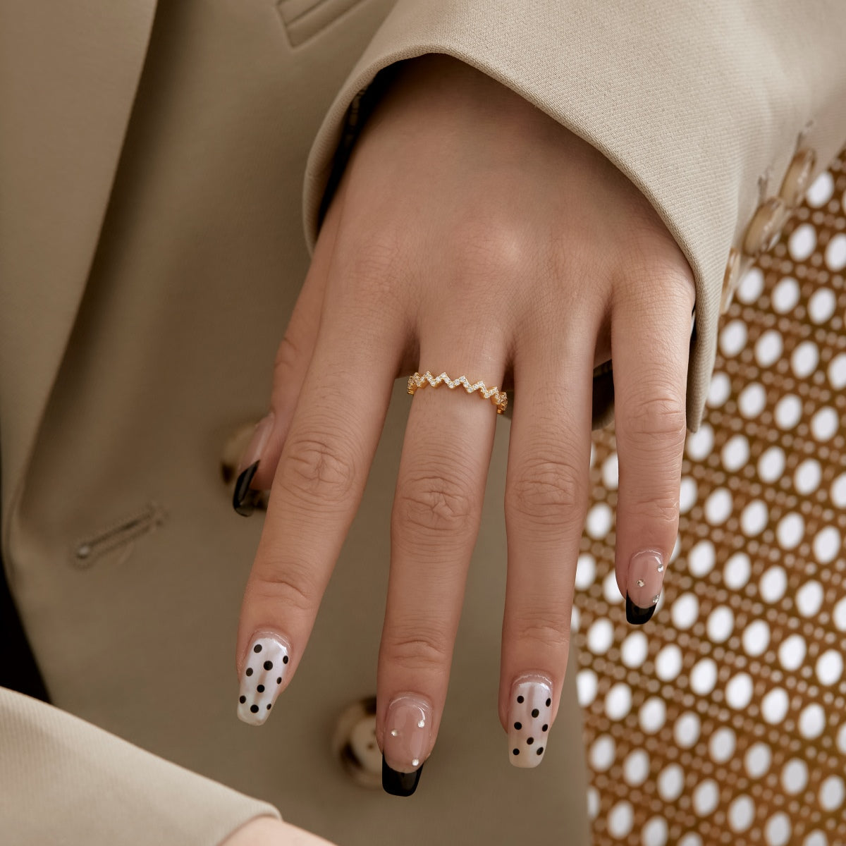 Angela Jewelry]Delicate Enchanting Wave Shape Daily Ring