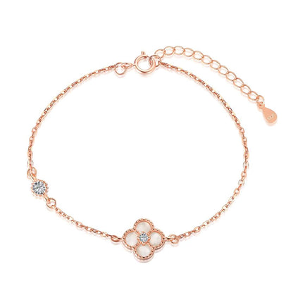 Angela Jewelry]Delicate Four Leaf Clover Bracelet
