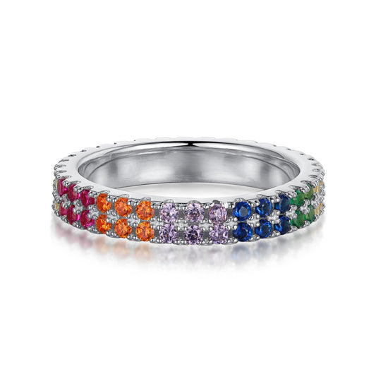 Angela Jewelry]Unique Colorful Round Cut Tennis Ring