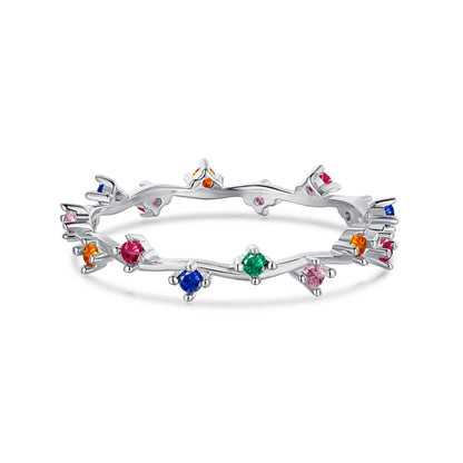 Angela Jewelry]Radiant Colorful Round Cut Daily Ring