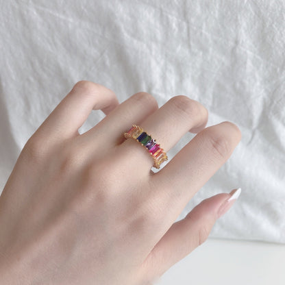 Angela Jewelry]Unique Colorful Radiant Cut RIng