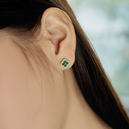 Angela Jewelry]Four-Leaf Clover Flower Shaped Earrings